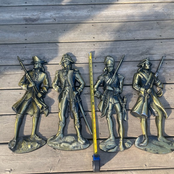 Huge Vintage American & French Revolutionary Soldiers 21” Cast Metal Set of 4 - Picture 5 of 7